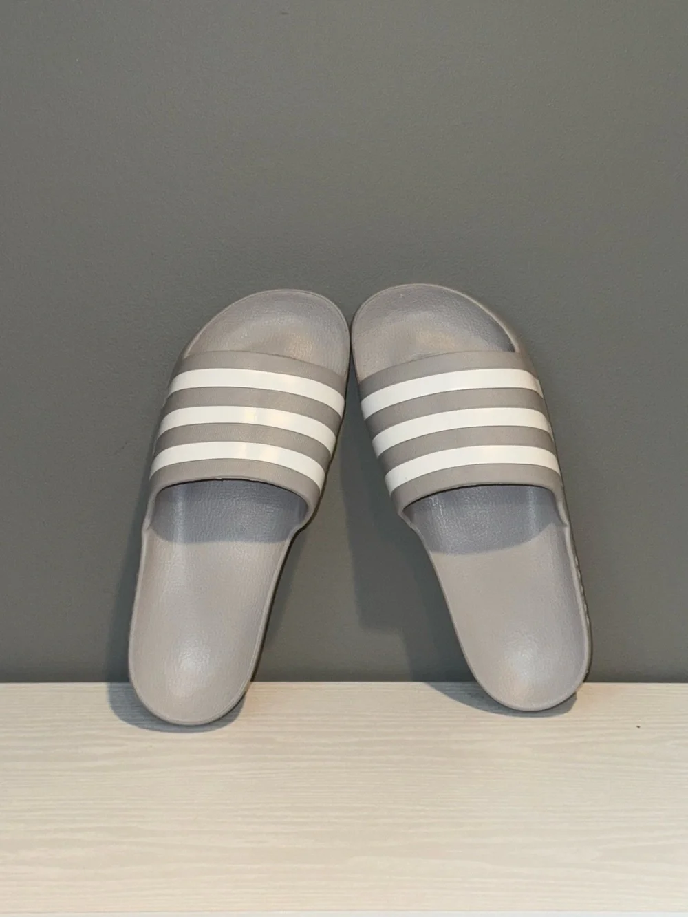adidas Gray and White Adilette Slide Sandals for Men